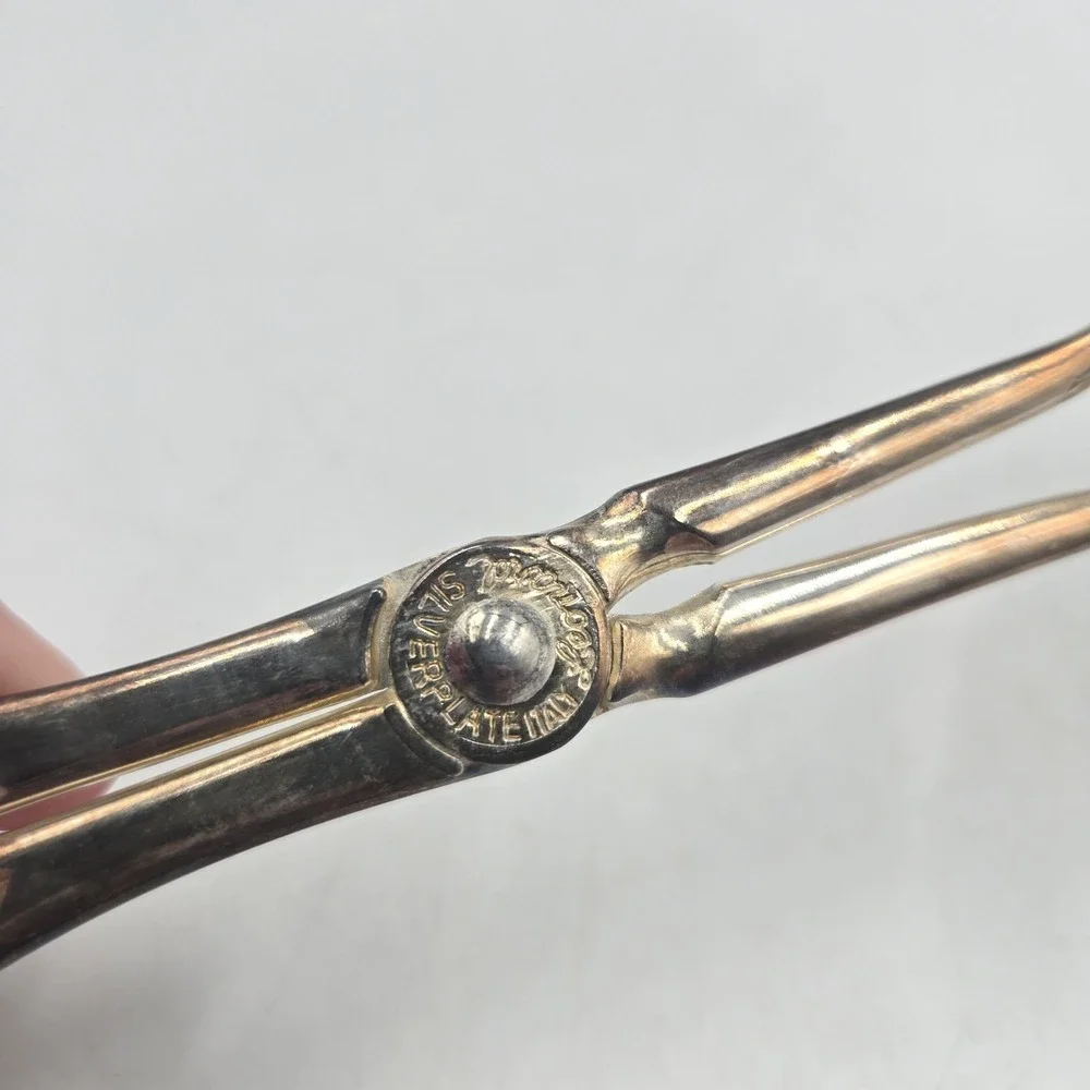 VTG Italian Leonard Silver Plated Scissor Salad‎ Tongs 8.25